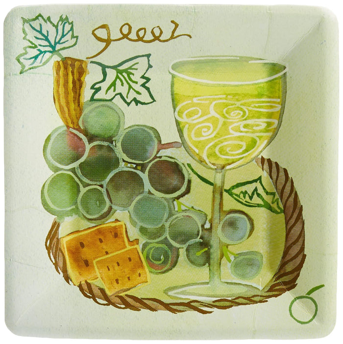 Boston International 8 Count Square Paper Dessert Plates, Napa White