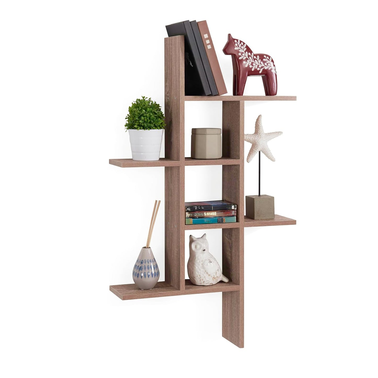 Danya B. Cantilever Cubby Decorative Modern Wall Mount Shelf – Horizontal or Vertical (Oak)