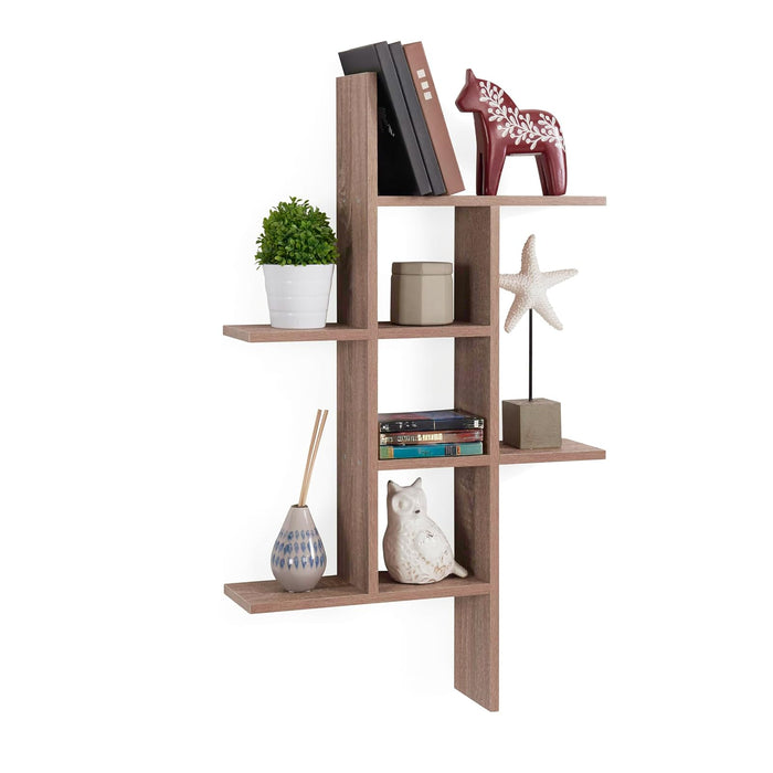 Danya B. Cantilever Cubby Decorative Modern Wall Mount Shelf – Horizontal or Vertical (Oak)