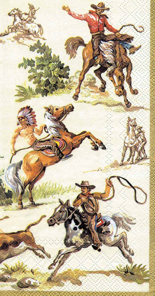 Ideal Home Range 16 Count Boston International 3-Ply Paper Guest Towel Napkins, Cream Wild West