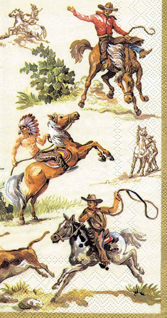 Ideal Home Range 16 Count Boston International 3-Ply Paper Guest Towel Napkins, Cream Wild West
