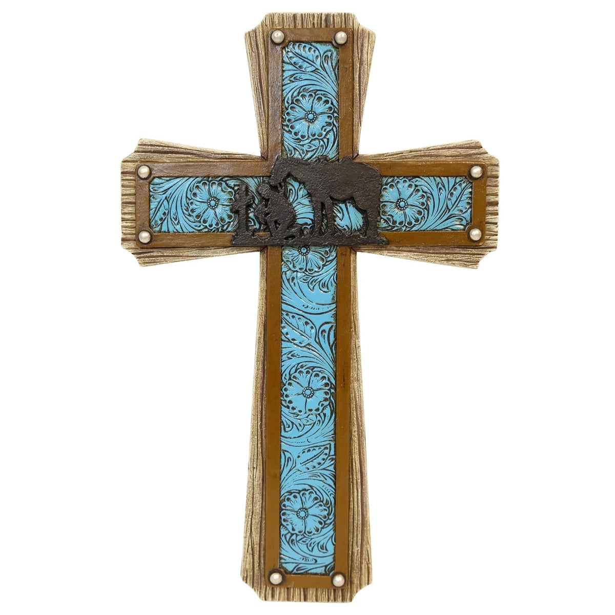 De Leon Collections Wall Art, 12.2"L x 7.5"W, Turquoise/Brown/Black