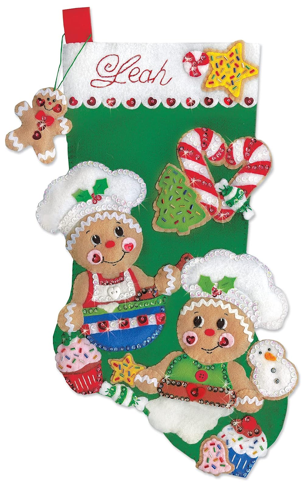 Design Works Crafts Stocking, Gingerbread Bakers, 18" Felt Craft Kit, Multicolor