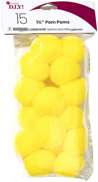 Cousin Decorative Pom Pom, 1.5 inch, Yellow