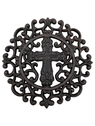 Comfy Hour 8.7 Inch Cast Iron Trivet for Hot Dishes, Cross Design, 1 Piece