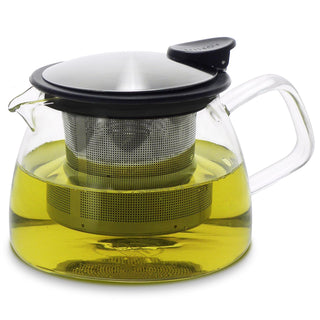 Forlife Bell Glass Teapot with Basket Infuser, 14-Ounce/430ml, Black Graphite