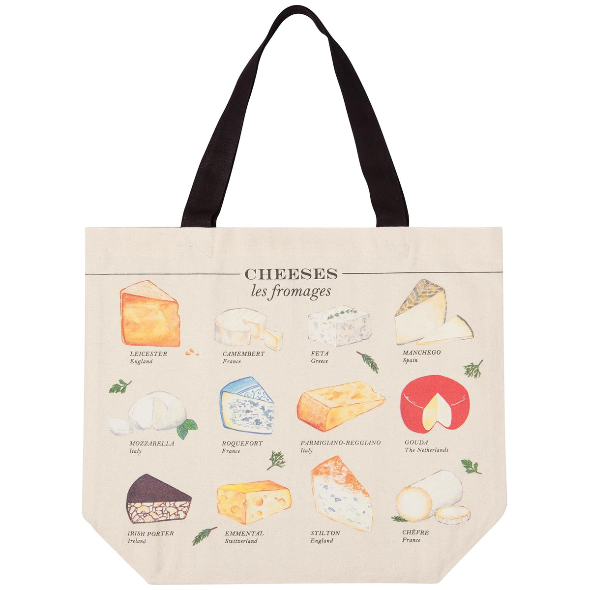 Now Designs Tote Bag, 18 x 15 x 0.1 inches, Les Fromages