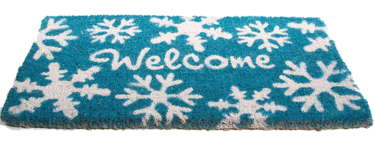 Imports Decor Printed Coir Doormat, Welcome Snowflakes, 18-Inch by 30-Inch