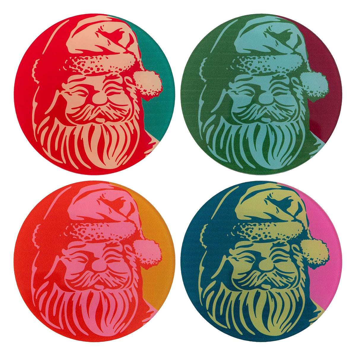Karma Drink Coaster, 3.75 inches, Retro Santa