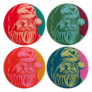 Karma Drink Coaster, 3.75 inches, Retro Santa