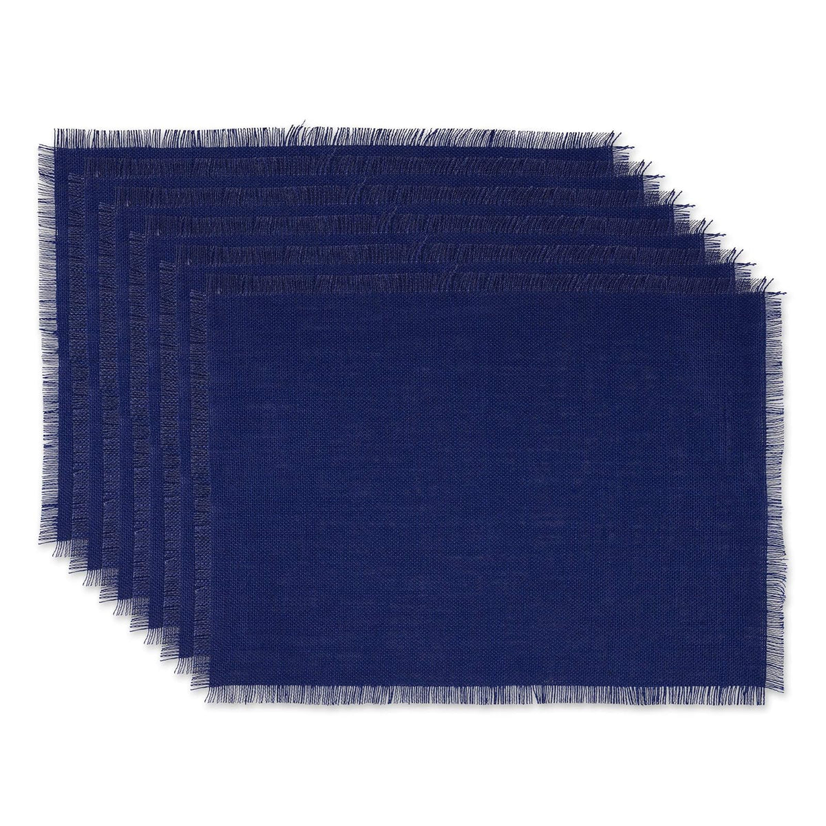 DII Design Jute Burlap Collection Kitchen Tabletop, Placemat Set, 13x19, Solid Nautical Blue, 6 Piece