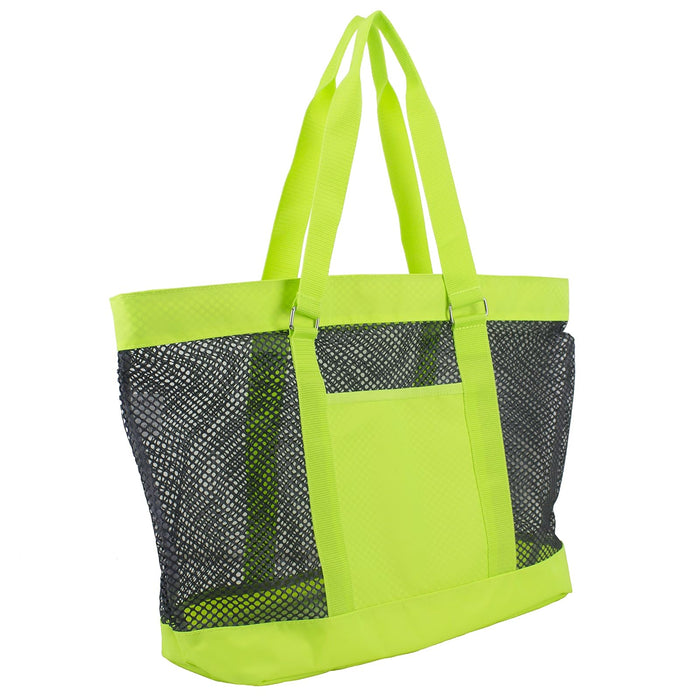 Eastsport Tote Bag, Large, Indigo/Neon Yellow