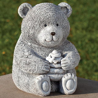 Roman Garden - Bear with Honey Statue, 7.75" H, Pudgy Pals Collection, Resin and Dolomite, Decorative, Garden Gift, Home Outdoor Decor, Durable, Long Lasting