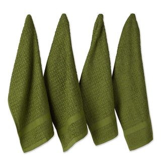 DII Design Basic Terry Collection Waffle Dishtowel Set, 15x26, Solid Antique Green, 4 Piece