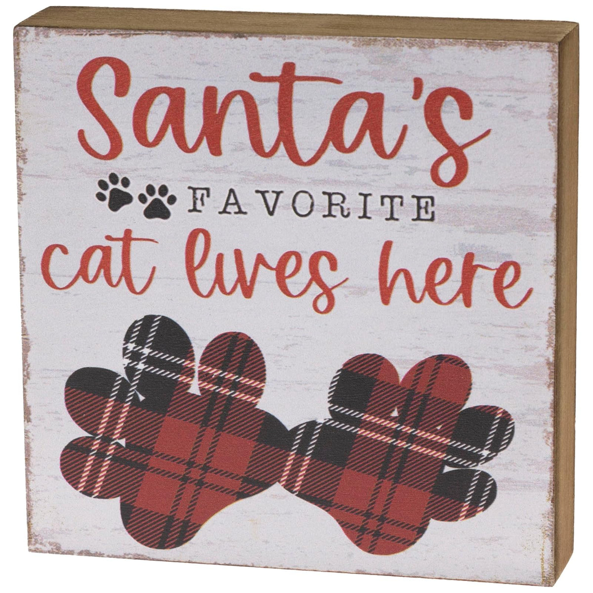 Boston International Decorative Signage, 6" x 6", Santa's Favorite Cat