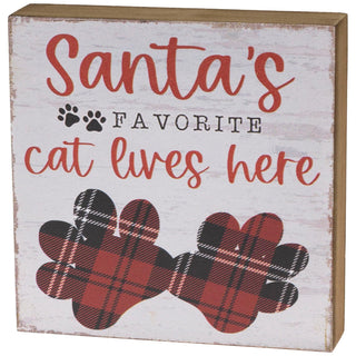 Boston International Decorative Signage, 6" x 6", Santa's Favorite Cat