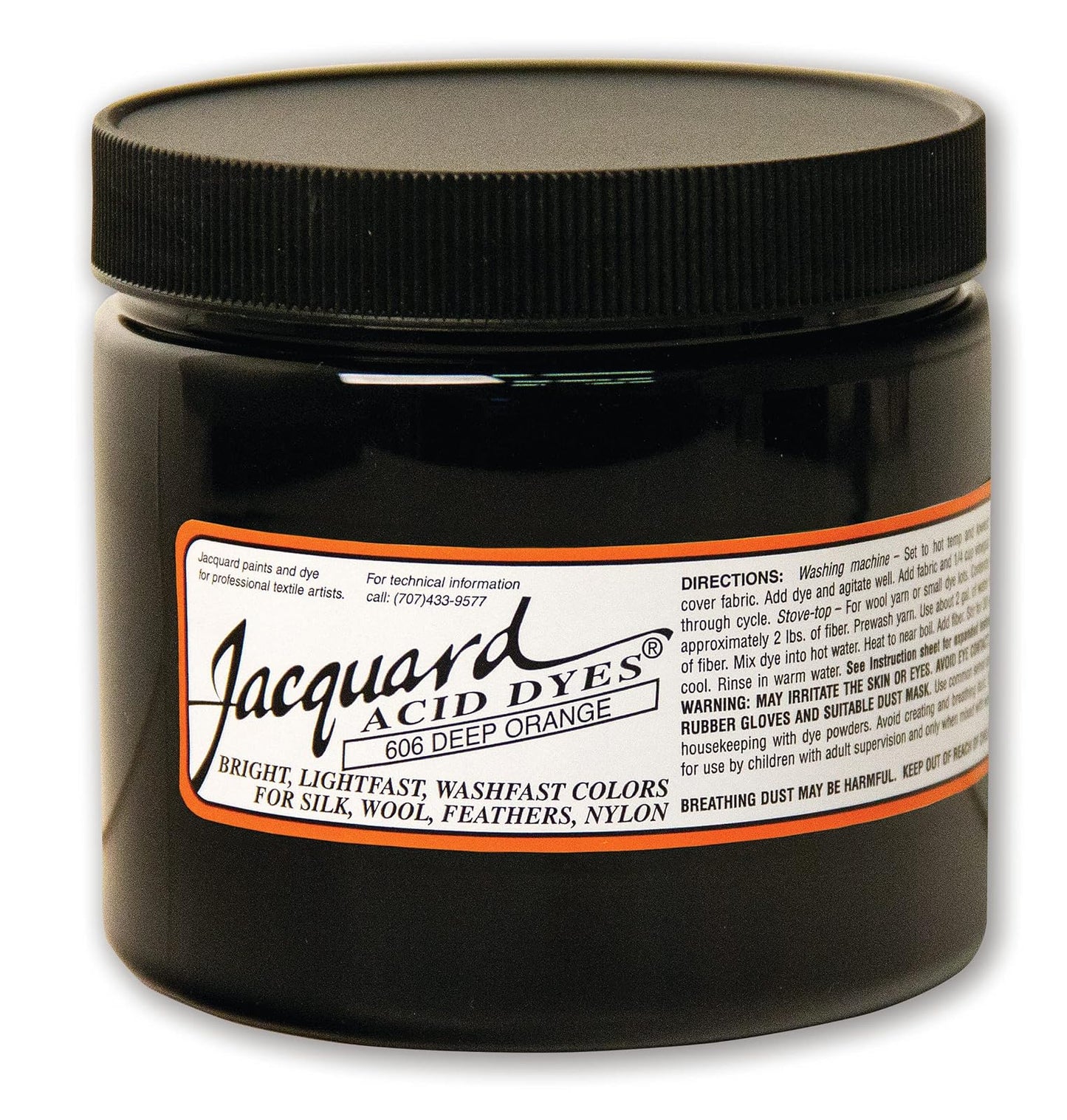 Jacquard Acid Dye for Wool, Silk and Other Protein Fibers, 8 Ounce Jar, Concentrated Powder, Deep Orange 606