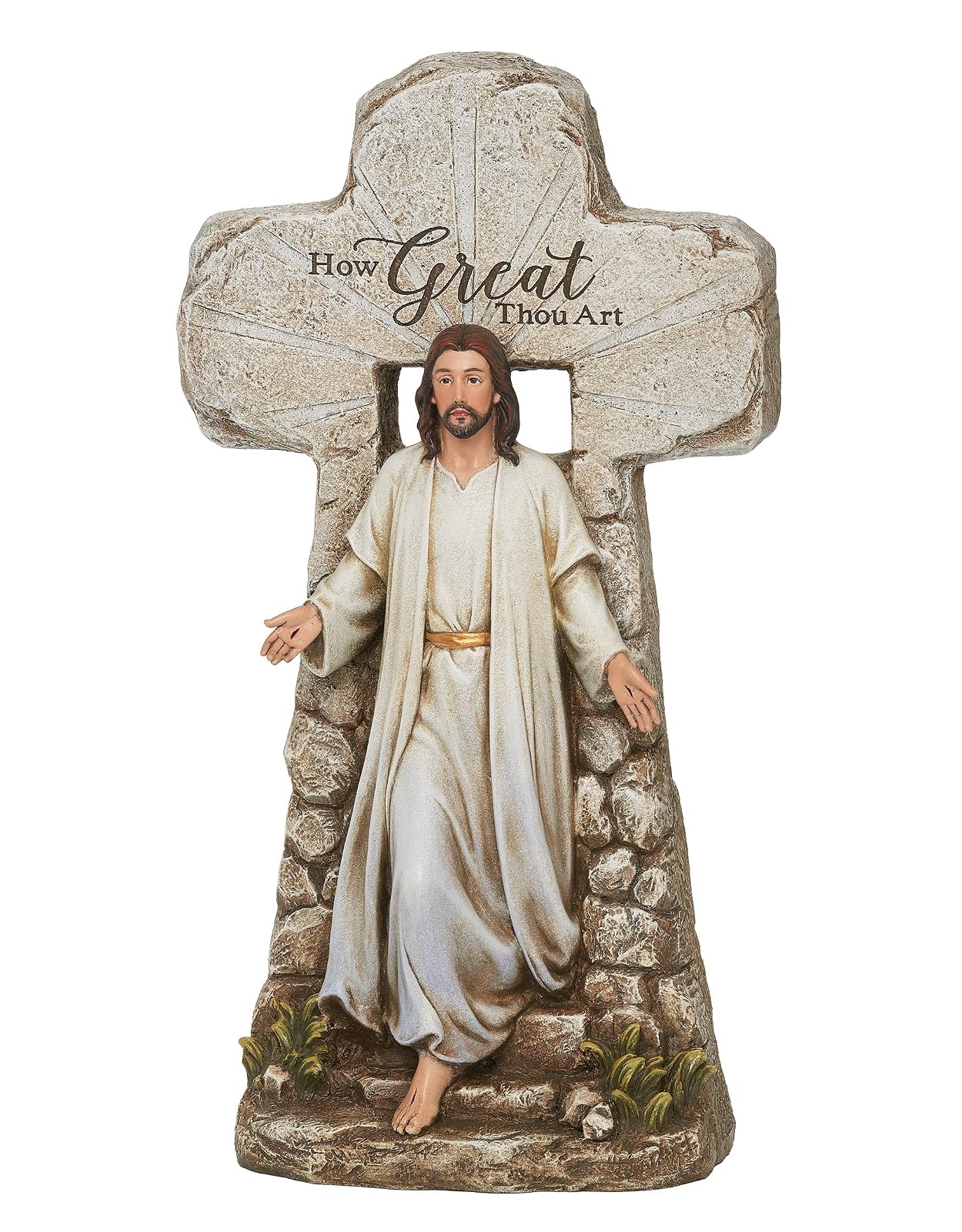 Roman 602007 Joseph Studio Jesus Rising Tomb Statue, 15-inch Height, White