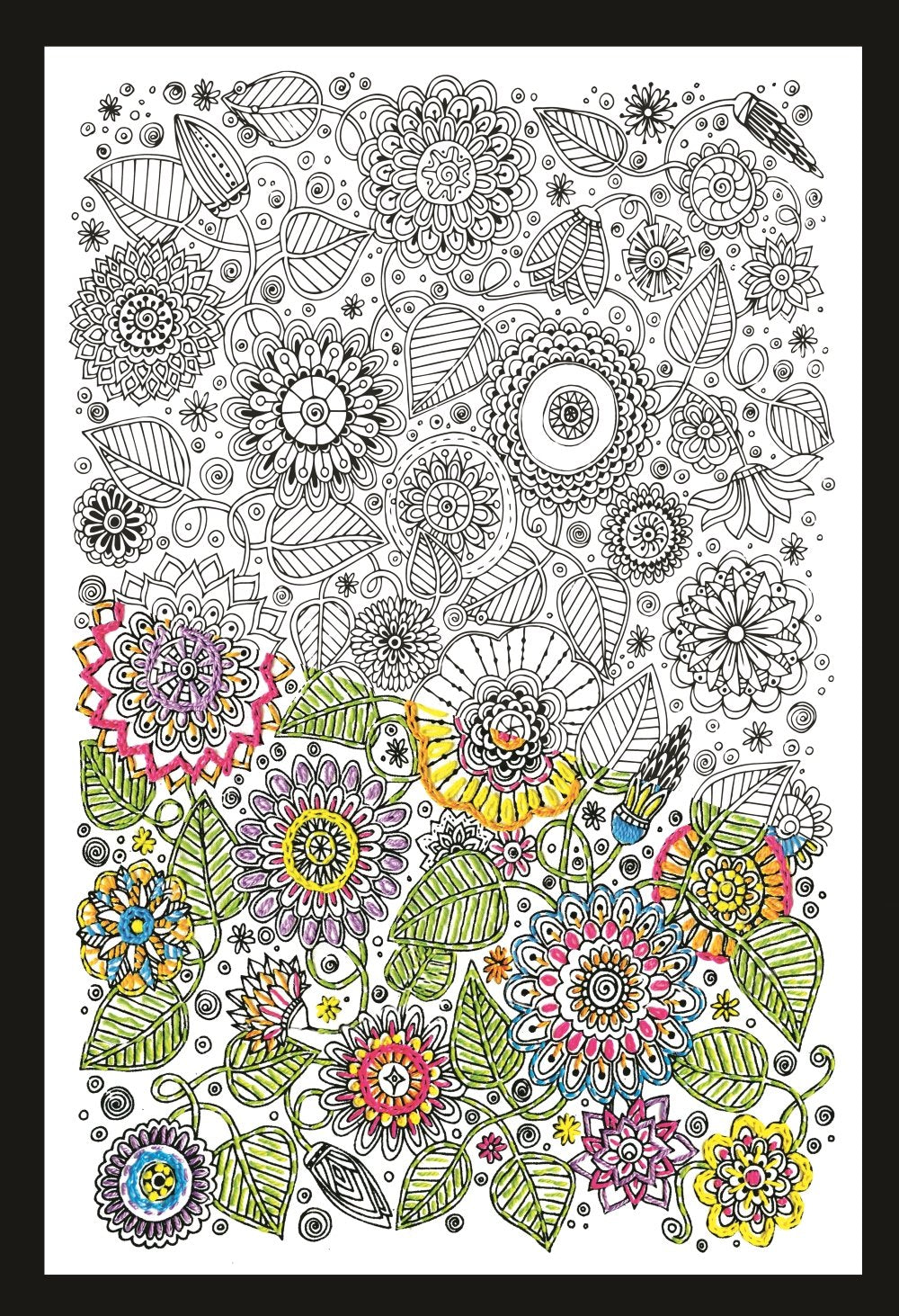 Design Works Crafts-Zenbroidery Stamped Embroidery 10"X16", Large Floral