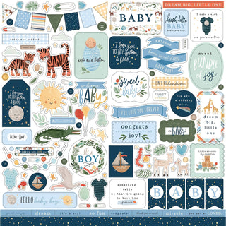 Echo Park Paper Sticker Decal, 12-x-12-Inch, Welcome Baby Boy Element Sticker