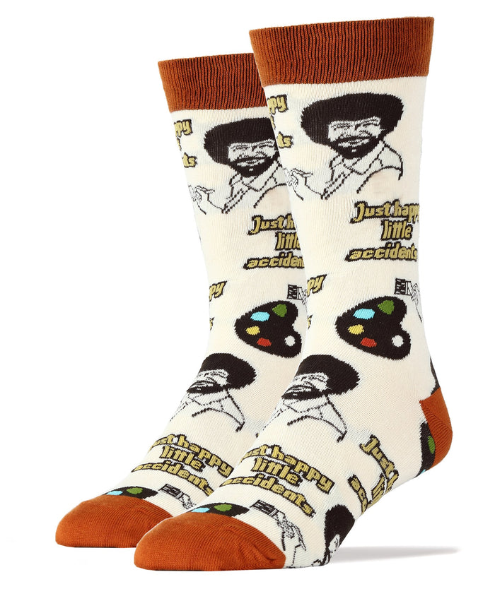 Oooh Yeah Socks Men's Luxury Combed Cotton Funny (Happy Lil Accidents),Large