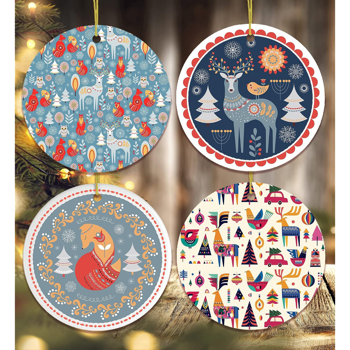 OrnamentallyYou Hanging Ornament, 3 inches, Scandinavian Folk Ornament Bundle