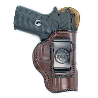 Cardini Leather USA Gun Holster, Right Hand, Brown - Right Side (Inside the Wais