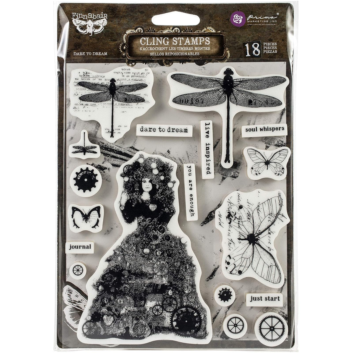PRIMA MARKETING INC Rubber Stamp, Finnabair 6x7.5 Cling Stamp Dare to dream - 18