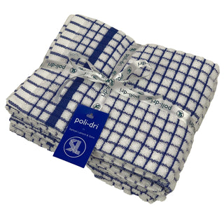 poli-dri Kitchen Tea Towels, Blue Check, Set of 3