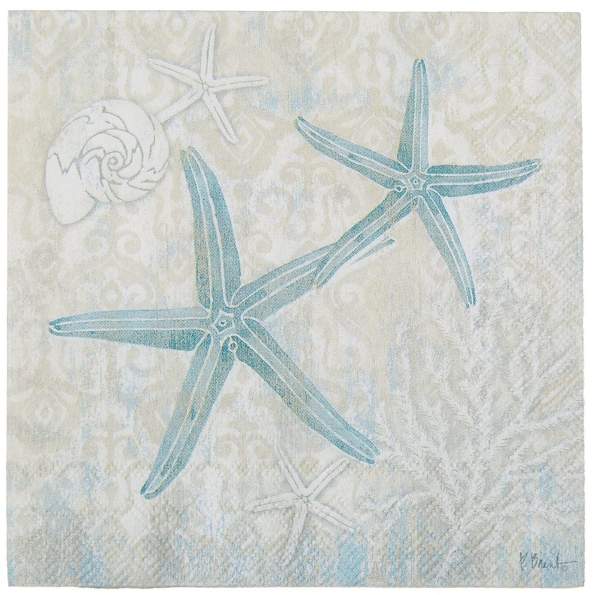 ihr SINCE 1977 Disposable Napkin, 5" x 5", Laguna Shells