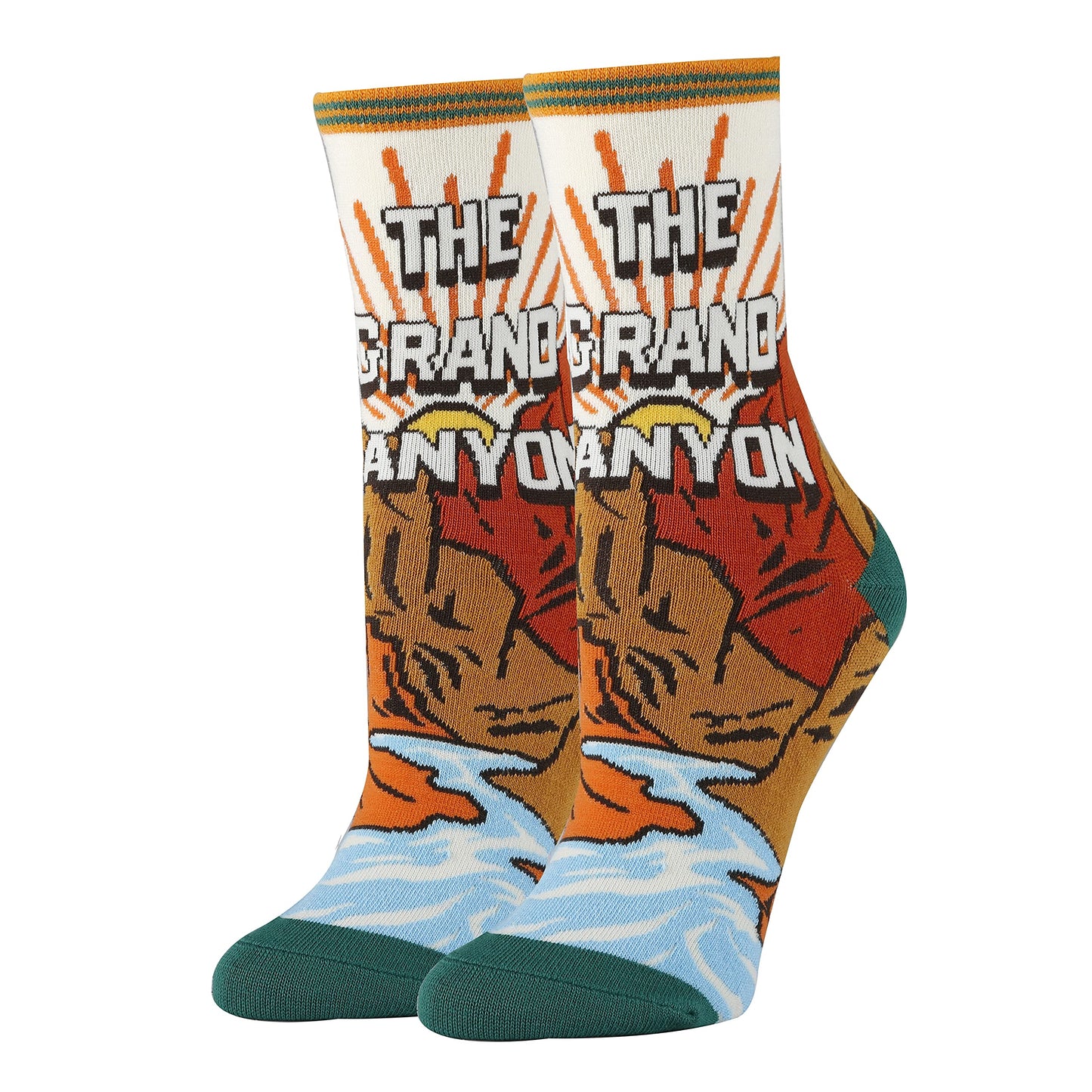 Women's Novelty Crew Socks - National Park, Oooh Yeah Funny Fun Crazy Cool Socks, Casual Dress Socks (Grand Canyon), Size 5-10