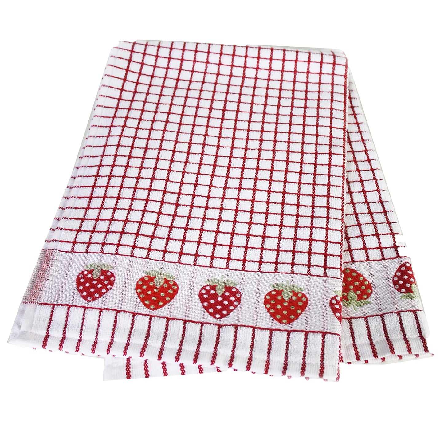 Samuel Lamont Poli-dri Jacquard Towel White with Red and STRAWBERRIES trim