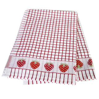 Samuel Lamont Poli-dri Jacquard Towel White with Red and STRAWBERRIES trim