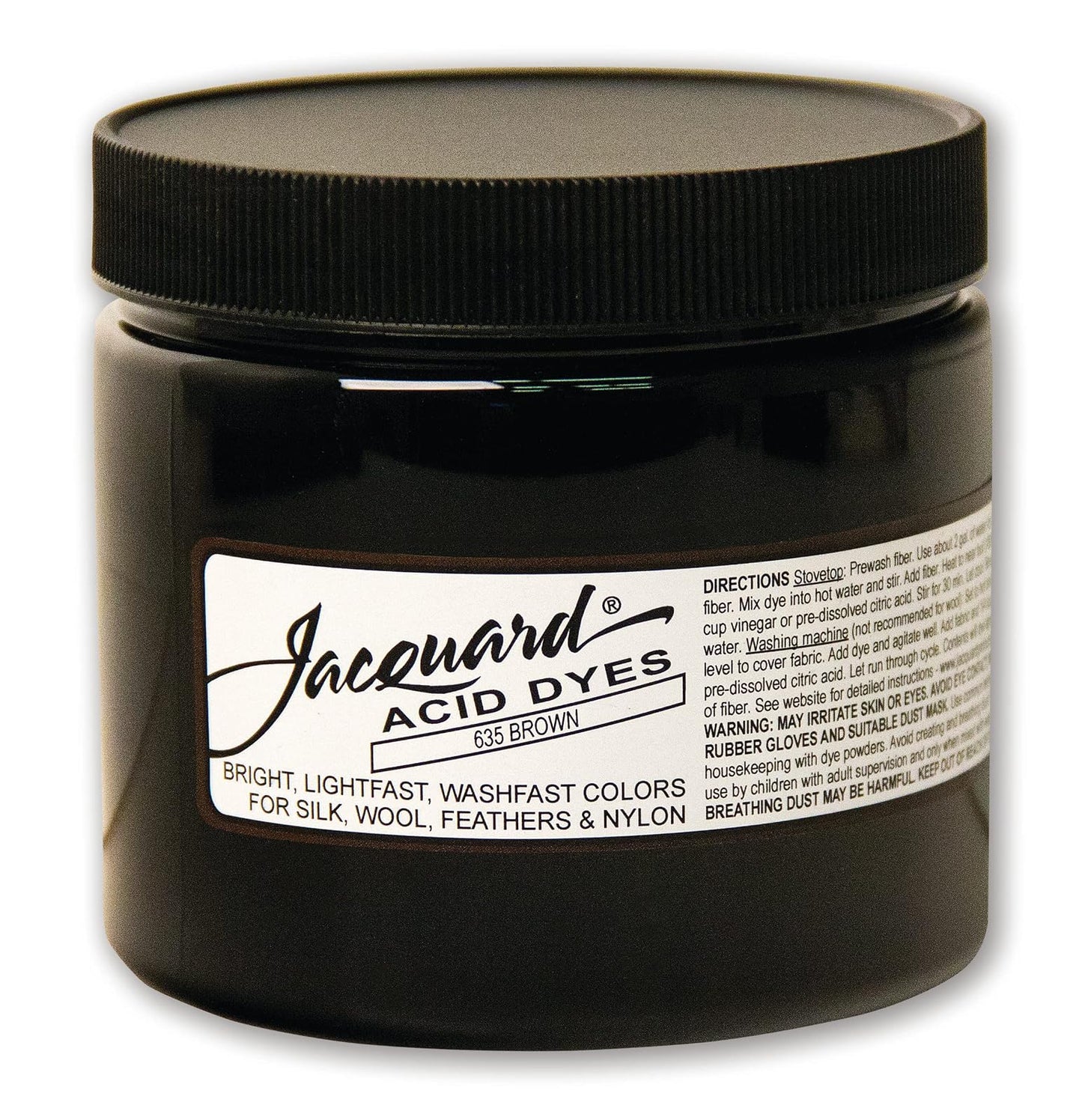 Jacquard Acid Dye for Wool, Silk and Other Protein Fibers, 8 Ounce Jar, Concentrated Powder, Brown 635