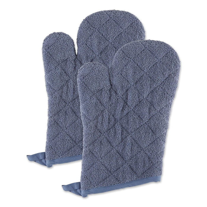 DII Design Basic Terry Collection 100% Cotton Quilted, Oven Mitt, Stonewash Blue, 2 Piece