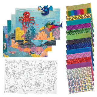 Stephen Joseph Foil Sticker Kit for Kids, Sea 24-Piece Foam Sticker Craft