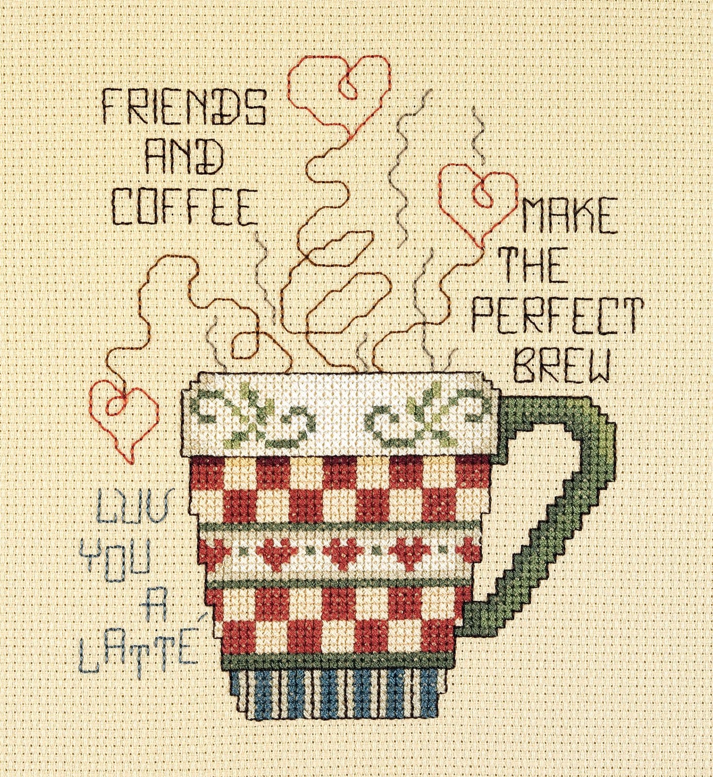 Design Works Crafts Janlynn Cross Stitch Kit, 5-Inch by 6-Inch, Friends and Coffee