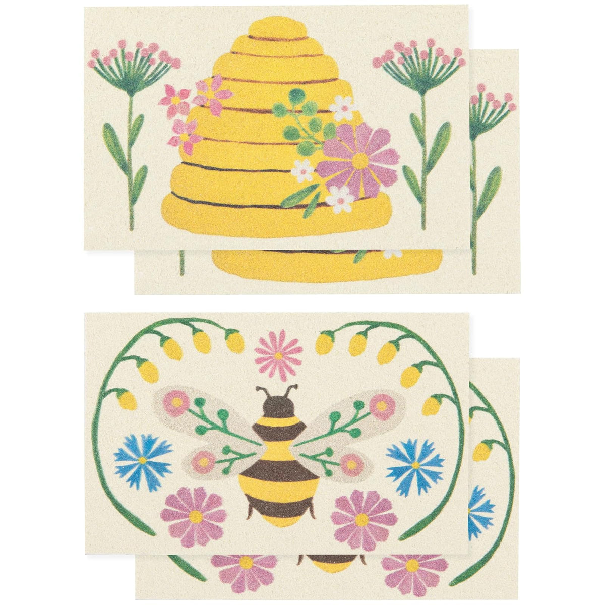 Now Designs Utility Sponge, W2.75 x L4.25in, Bee Garden