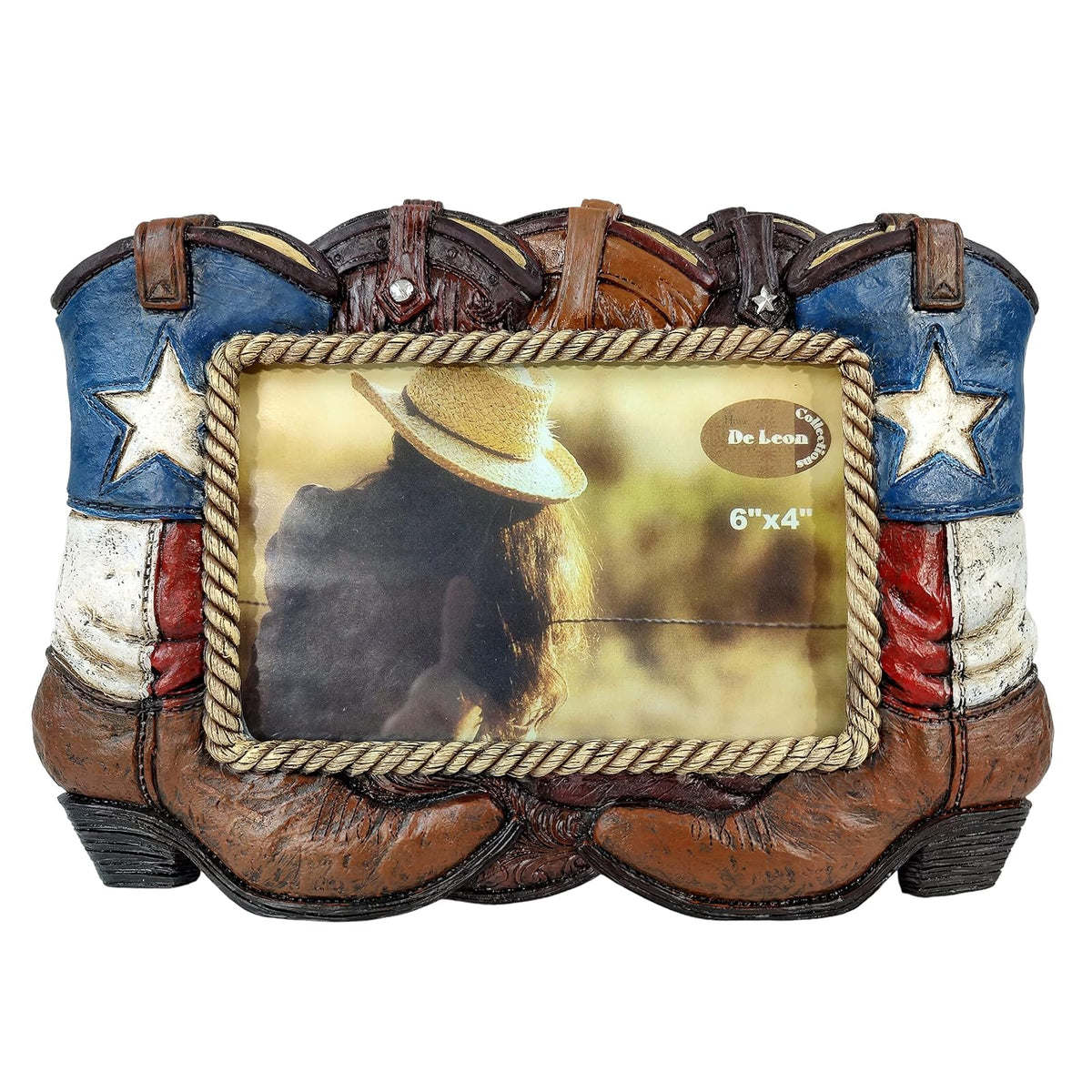 LL Home Picture Frame, 9" X 6.5", Brown/Red/White/Blue