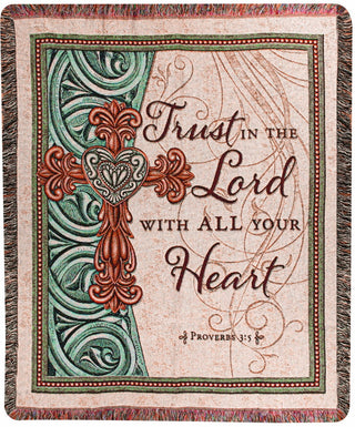 Manual Inspirational Collection 50 x 60-Inch Tapestry Throw with Verse, Trust in the Lord,