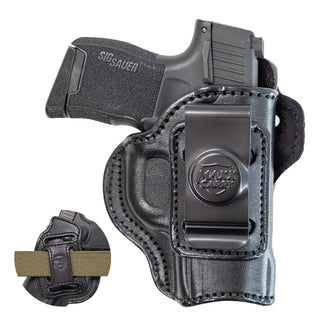 Maxx Carry Multi-Carry 4-Way OWB & IWB Premium Leather Gun Holster fits Sig P365 Nitron Micro Compact 9mm, P365 SAS, P938 | Kimber Micro 9 & Solo 9 Strong Side, Cross Draw and Small of the Back Carry