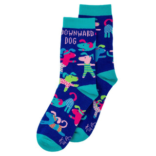 Karma Socks, Blue Downward Dog, Crew