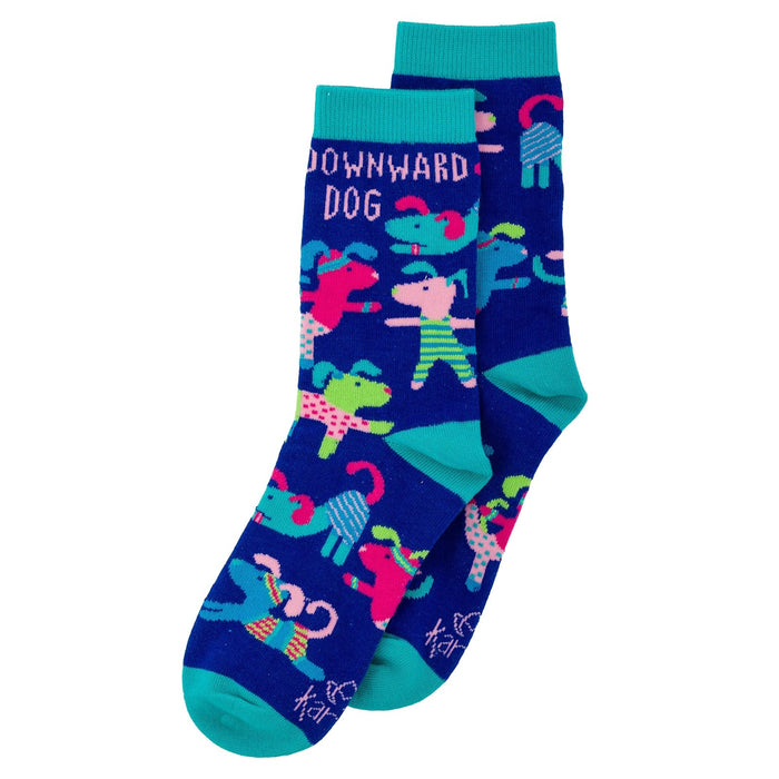Karma Socks, Blue Downward Dog, Crew