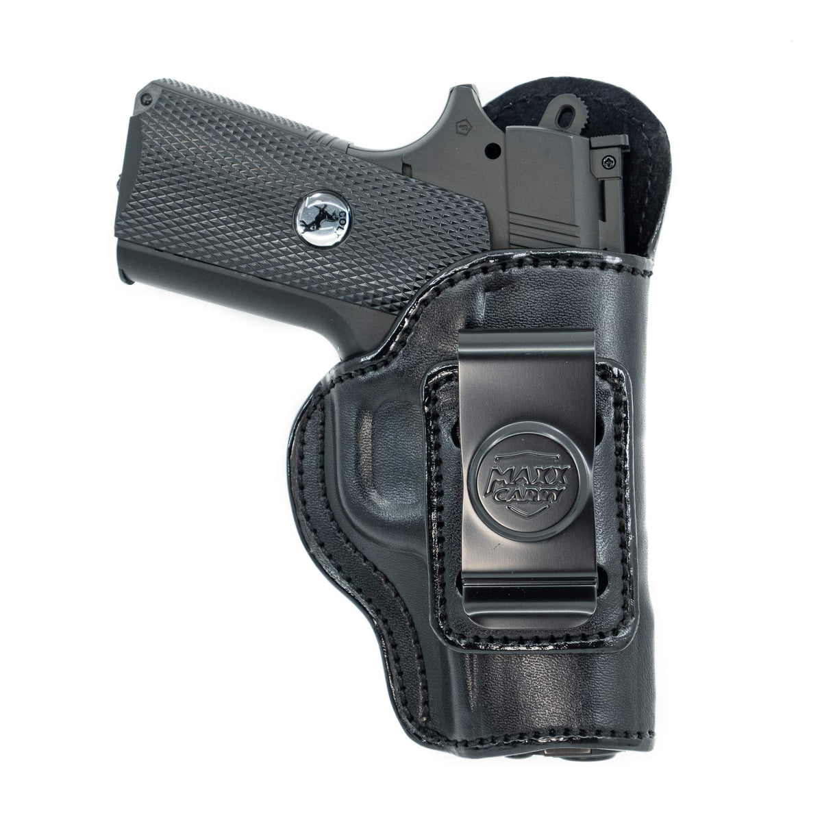 Cardini Leather USA Gun Holster, Right Hand, Black - Right Hand Draw (Inside the