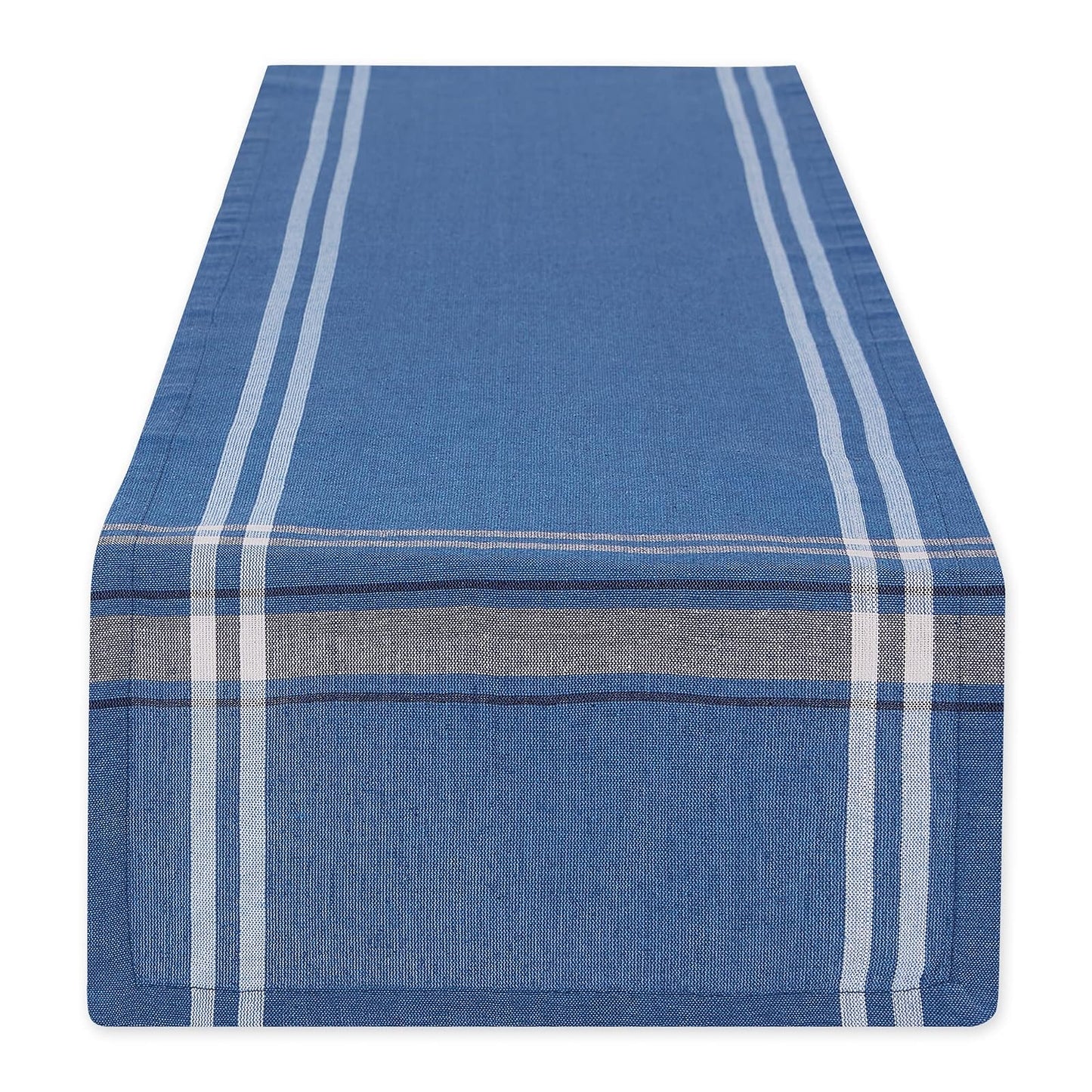 DII Design Kitchen Essentials Everyday French Stripe Tabletop Collection, Table Runner, 14x72, Blue Chambray