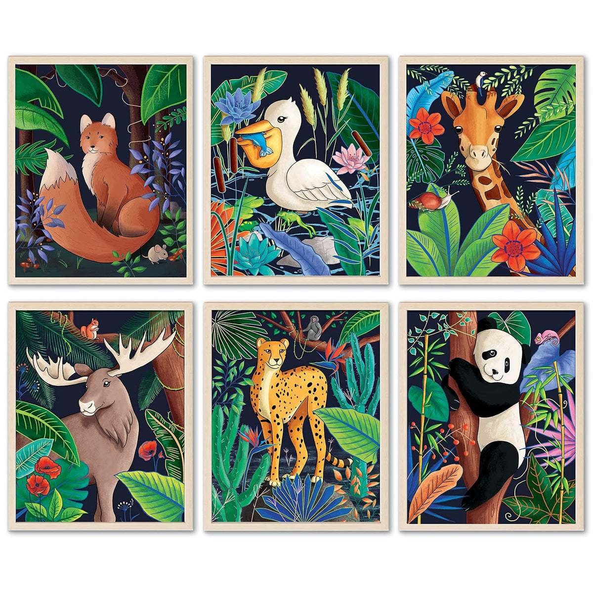Print'N'Art Wall Art, 8x10 inches set of 6, Jungle Model-1