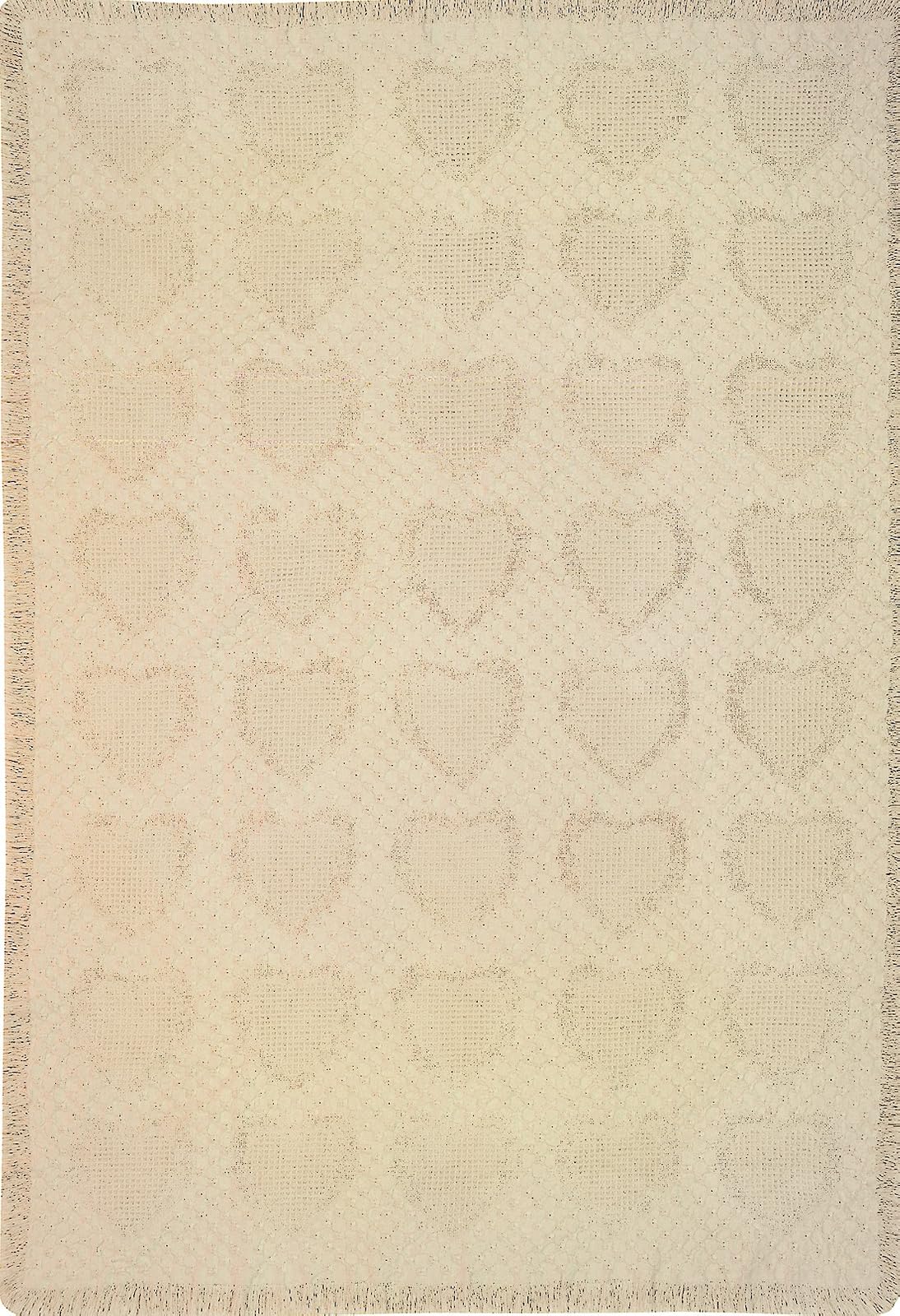 Manual 46 X 60-Inch Throw, Basketweave Heart in Natural Cotton
