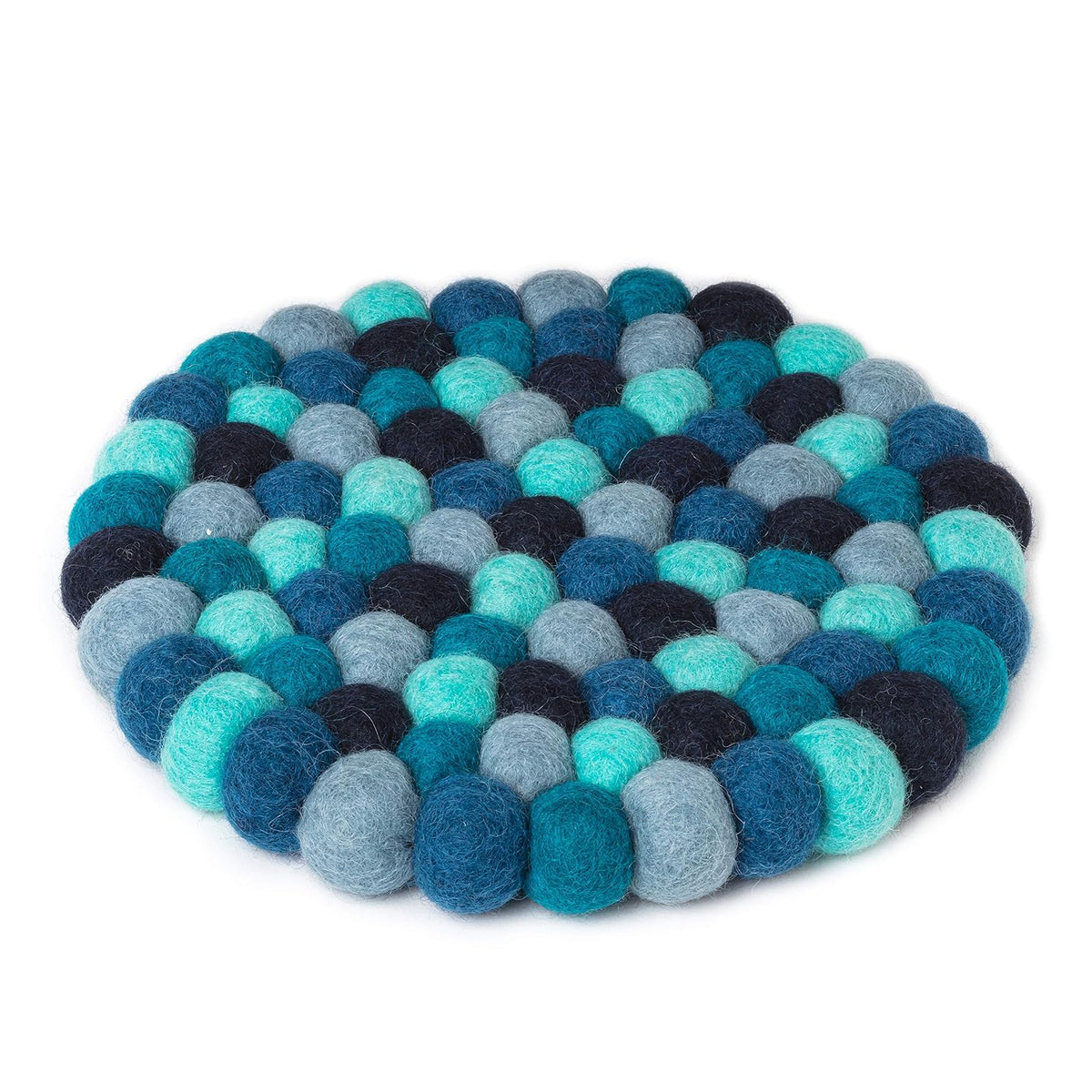 Abbott Collection Trivet, Blu, Felt Ball Trivet-8"D