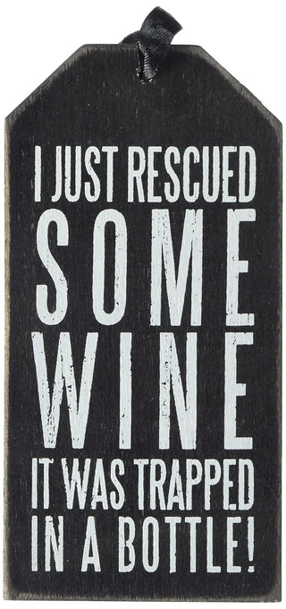 Primitives by Kathy Bottle Tag, 6 by 3-Inch, Rescued Wine