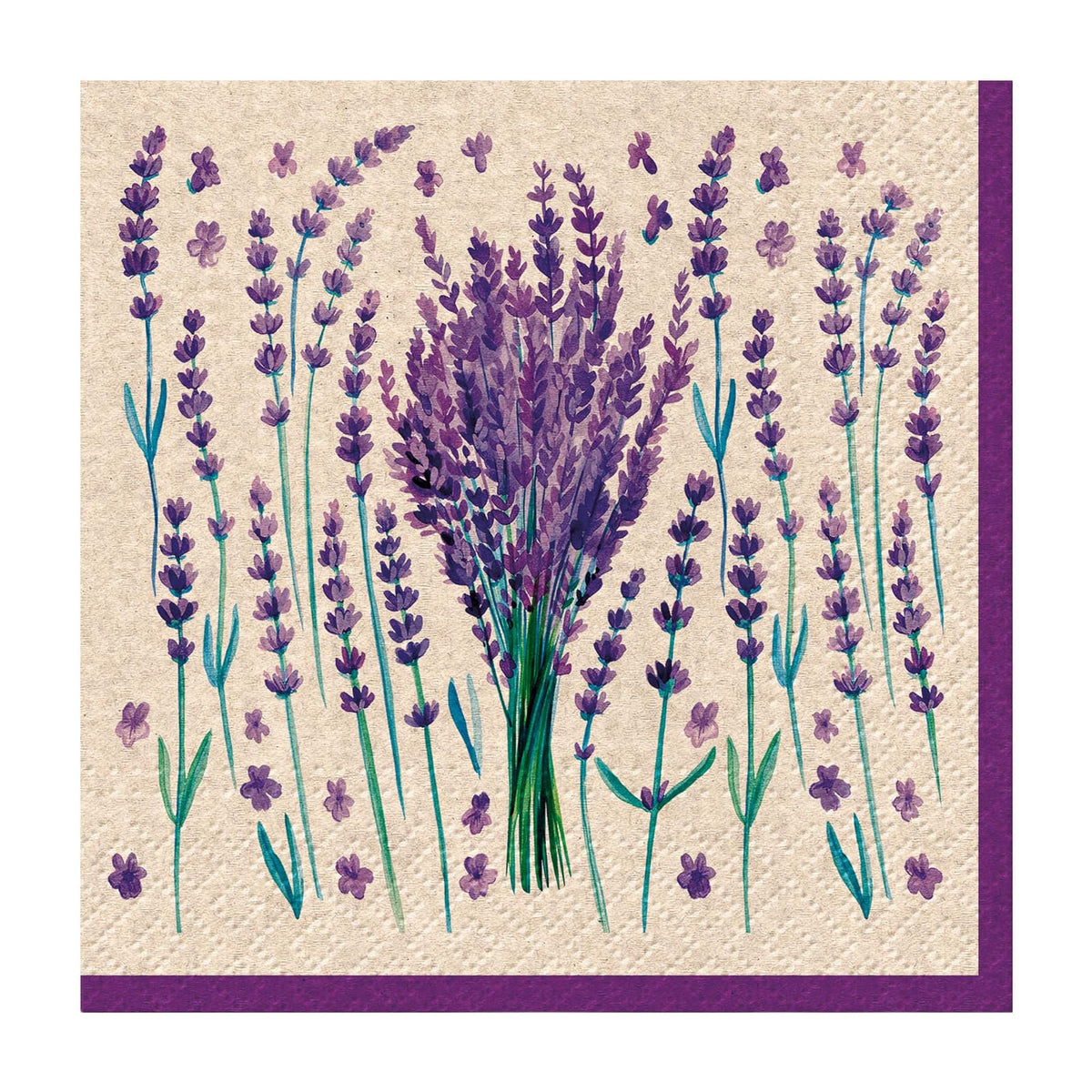 Abbott Collection Disposable Napkin, Cocktail (5"SQ), Natural/Purple